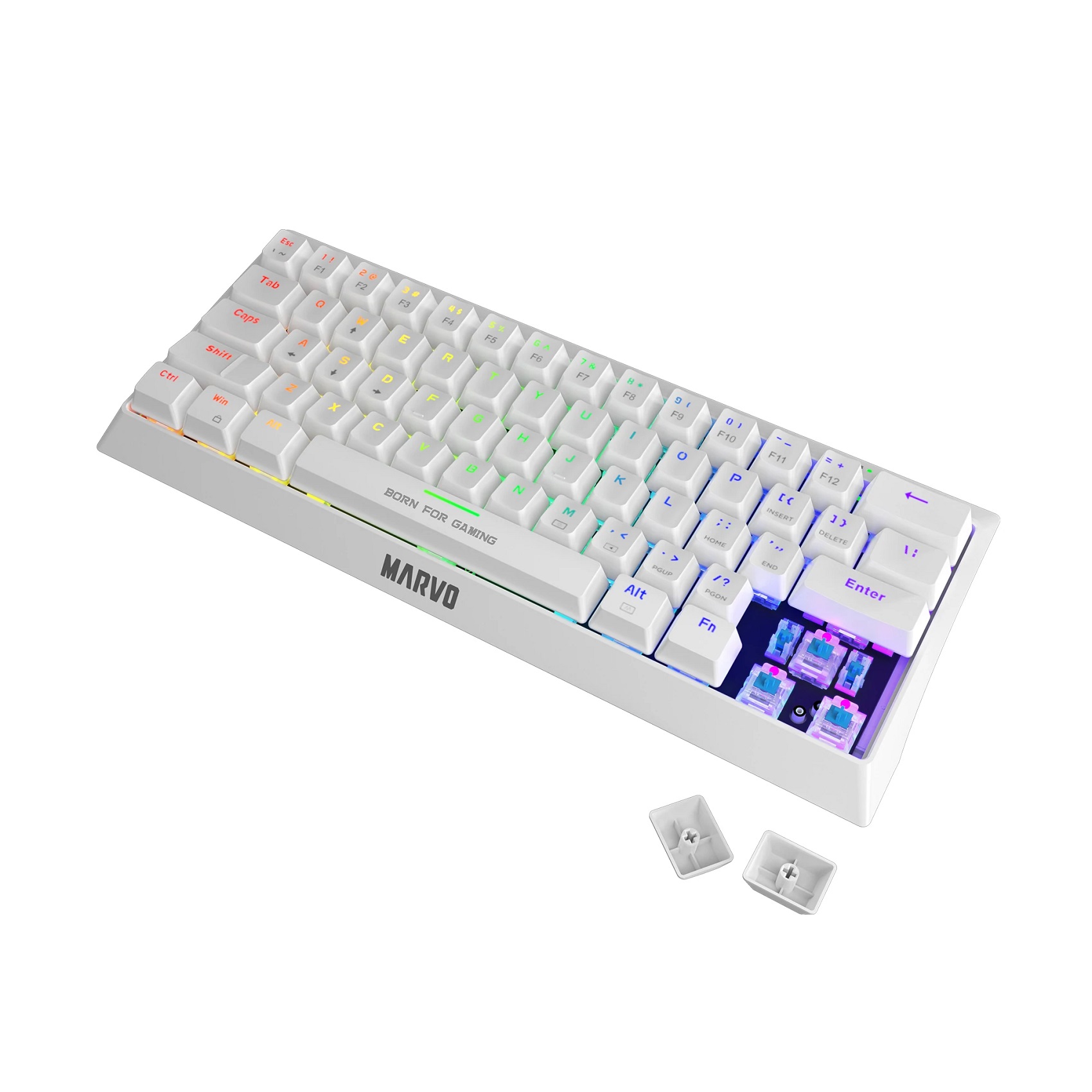 Foto 4 pulgar | Mini Teclado Gamer Marvo Kg962 Mecánico Rgb 62 Tecla Usb 2 Cable 1.6m color Blanco