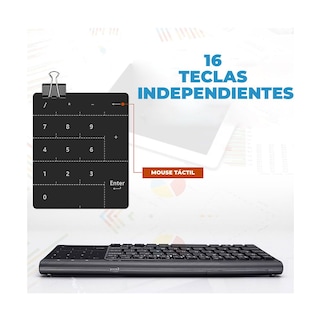 Foto 6 | Teclado con Touchpad y Numérico Inalámbrico Elegate Tck136 color Gris