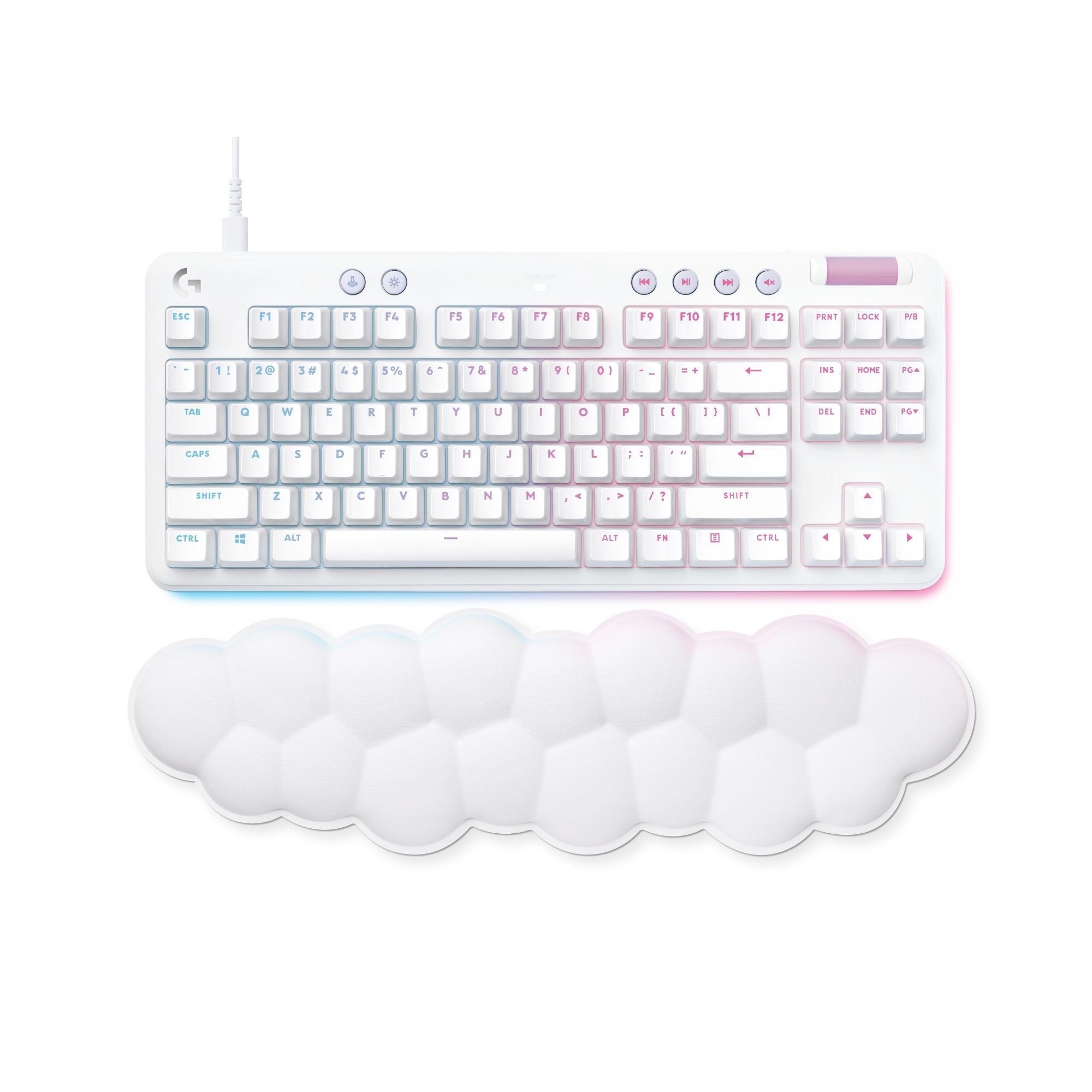 Teclado Gaming Mecánico Logitech G713 color Blanco USB C + Reposamanos