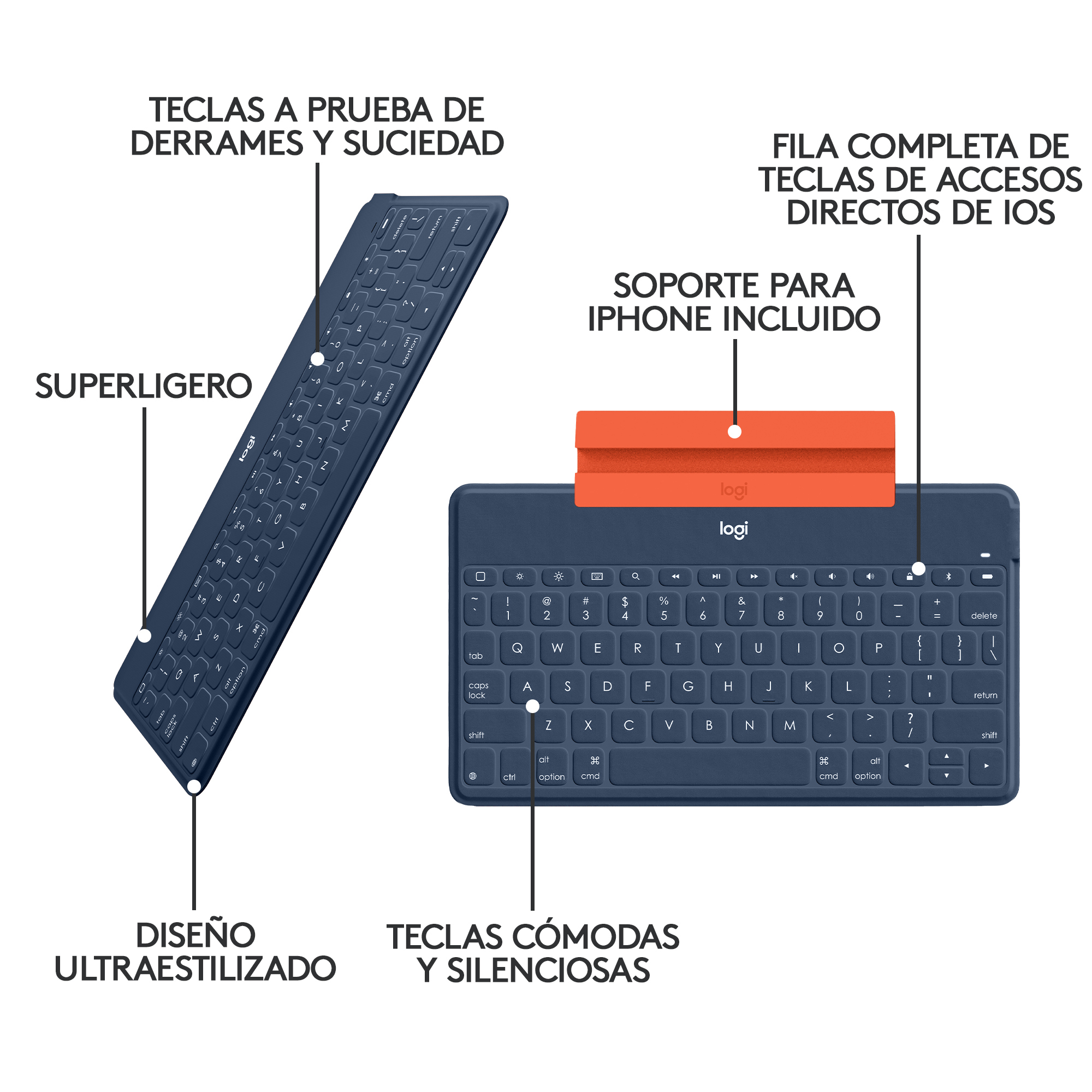 Foto 4 pulgar | Teclado Inalámbrico Logitech Keys-To-Go color Azul Bluetooth