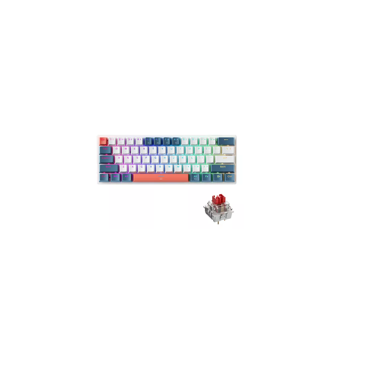 Teclado Mecánico Gamer  K500-61 Red Switch Eo Safe Imports Esi-10781 Multicolor