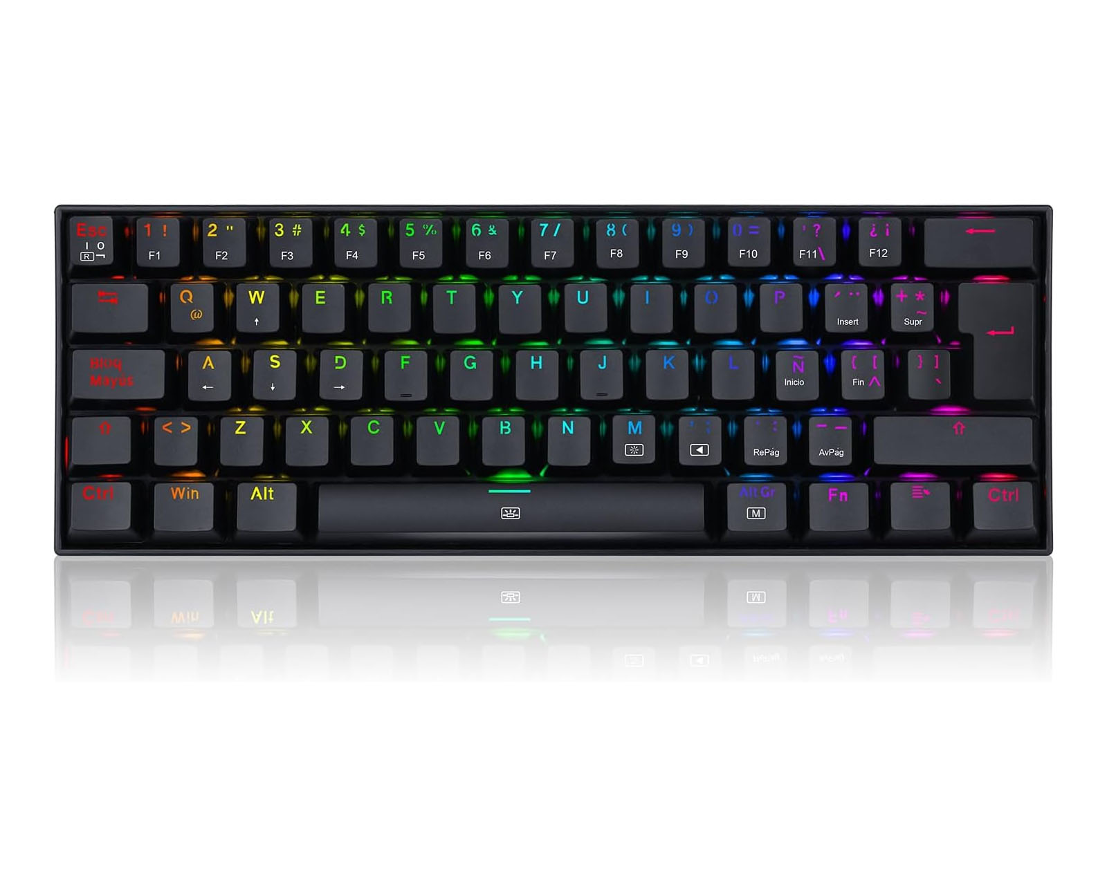 Foto 1 | Teclado Dragonborn K630 Qwerty Red Negro con Luz Rgb Español