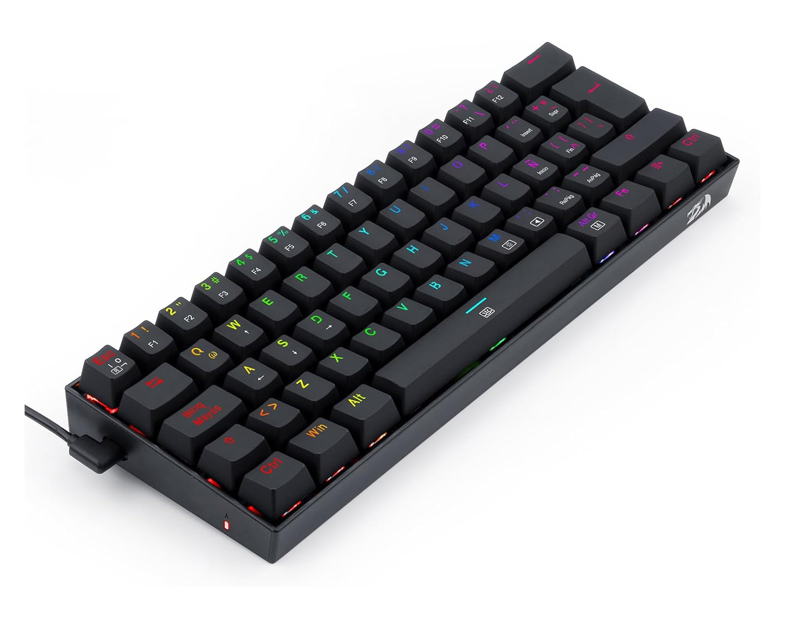 Foto 4 | Teclado Dragonborn K630 Qwerty Red Negro con Luz Rgb Español