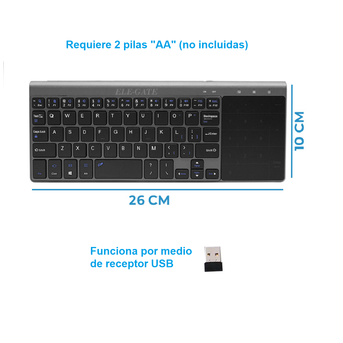 Foto 4 | Mini Teclado Inalámbrico Prodotty Portátil con Mouse Pad - Pad Numérico