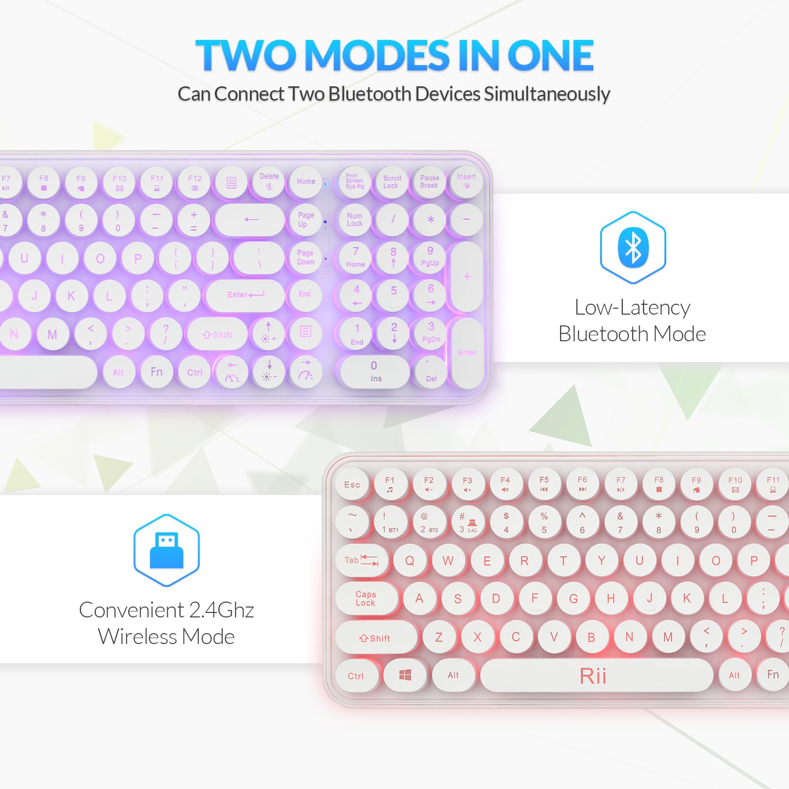Foto 2 | Teclado Para Juegos Rii Typewriter Style Wireless 105 Teclas Rgb - Venta Internacional.