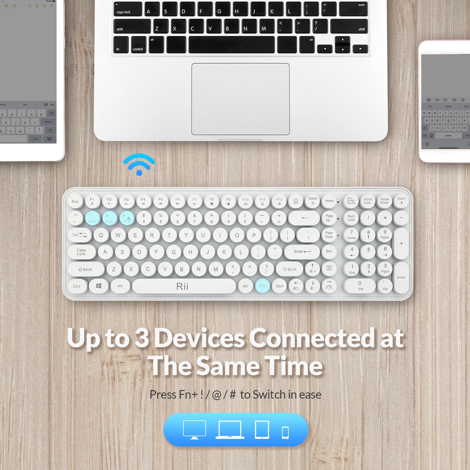 Foto 4 pulgar | Teclado Para Juegos Rii Typewriter Style Wireless 105 Teclas Rgb - Venta Internacional.