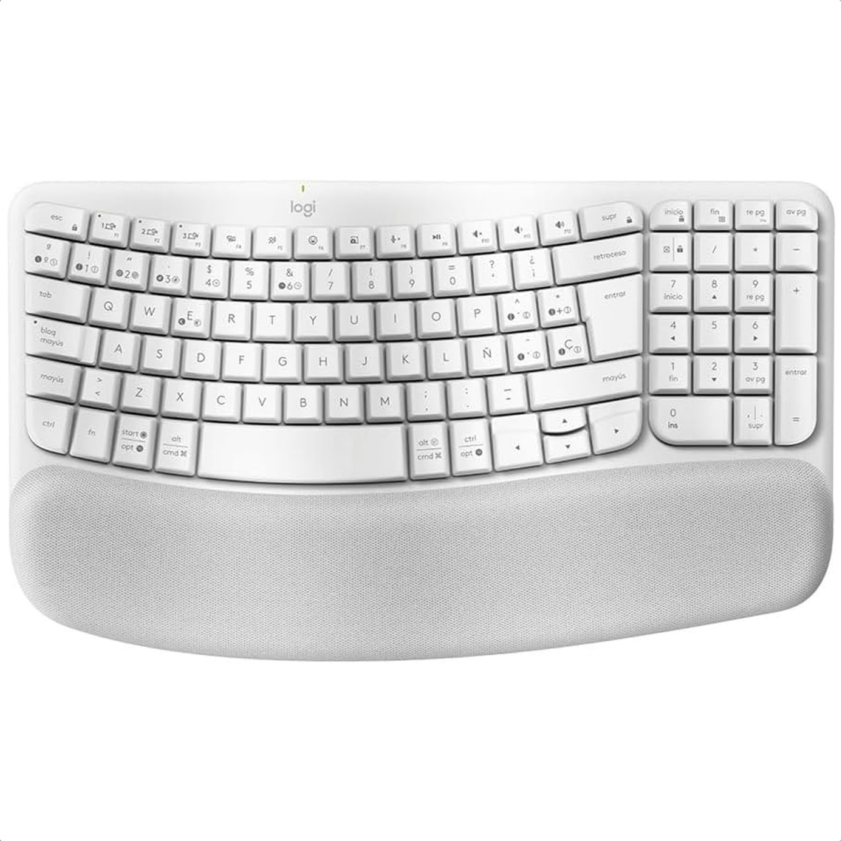 Foto 2 pulgar | Teclado Logitech Wave Keys Inalambrico Usb Y Bluetooth Con Reposamuñecas Blanco 920-012279