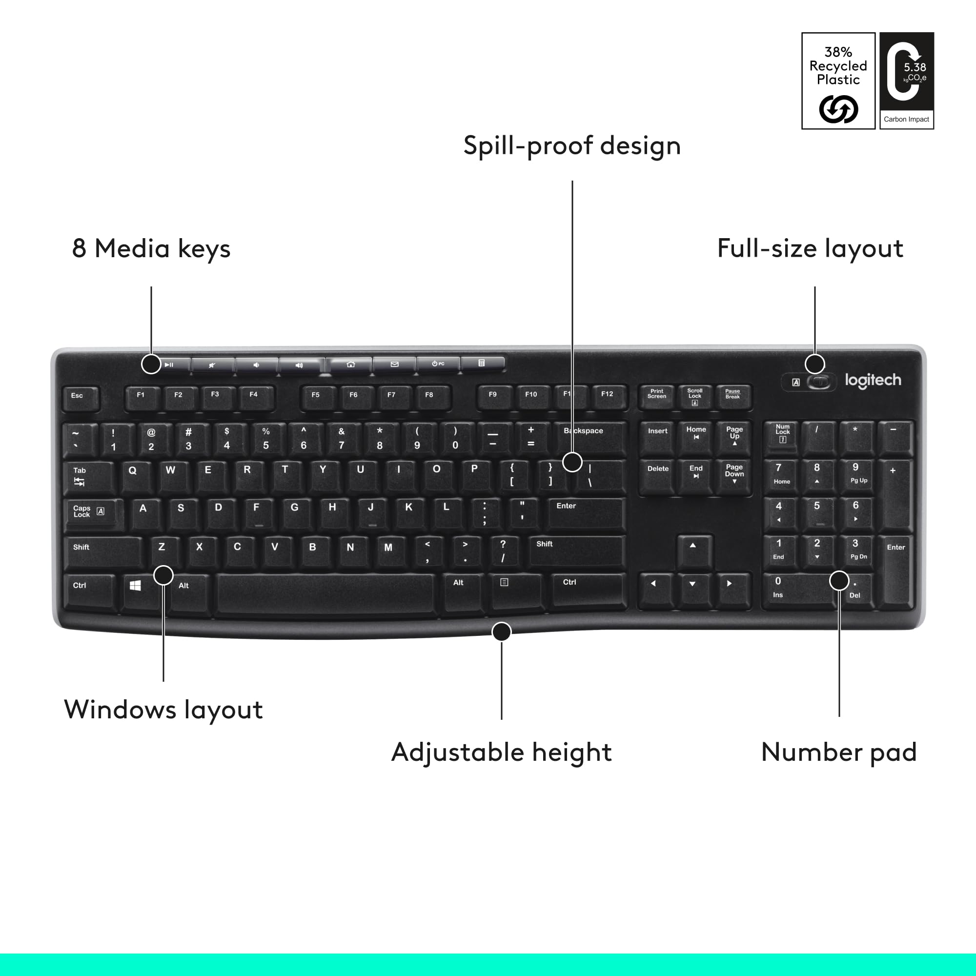 Foto 7 | Teclado Inalámbrico Logitech K270 para Windows Tamaño Completo - Venta Internacional