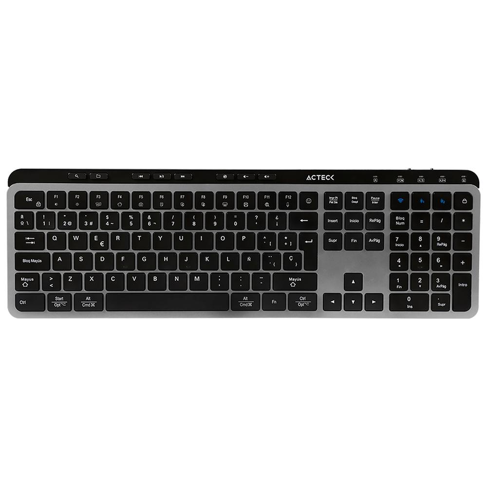 Teclado Multidispositivo Acteck Inspire Krea Ti755 Inalambrico Usb 2.4ghz + Bt 5.1 Negro/gris Ac-940085