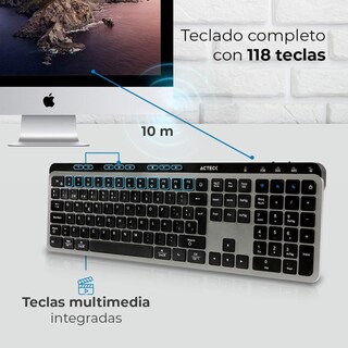 Foto 2 | Teclado Multidispositivo Acteck Inspire Krea Ti755 Inalambrico Usb 2.4ghz + Bt 5.1 Negro/gris Ac-940085