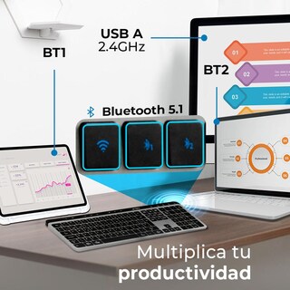Foto 4 | Teclado Multidispositivo Acteck Inspire Krea Ti755 Inalambrico Usb 2.4ghz + Bt 5.1 Negro/gris Ac-940085