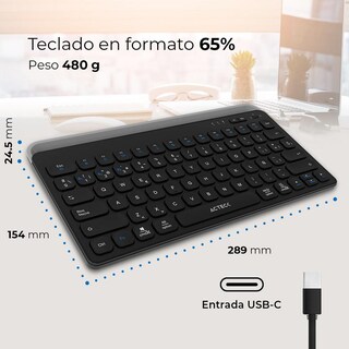 Foto 4 | Teclado Multidispositivo Acteck Inspire Trek Ti737 Inalambrico Usb 2.4 Mhz + Bt 5.1 Tamaño 65% Negro/gris