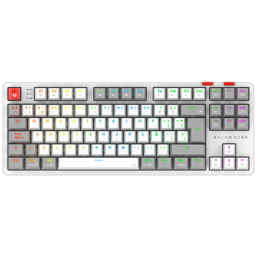 Foto 1 | Teclado Gamer Mecanico Balam Rush Level Pro Gk990 Switch Red Inalambrico Usb 2.4 Ghz + Bt 5.0 Tamaño 80% Rgb Blanco/gri