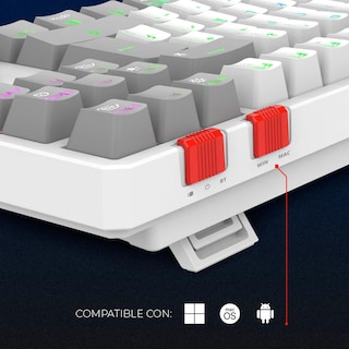 Foto 3 | Teclado Gamer Mecanico Balam Rush Level Pro Gk990 Switch Red Inalambrico Usb 2.4 Ghz + Bt 5.0 Tamaño 80% Rgb Blanco/gri
