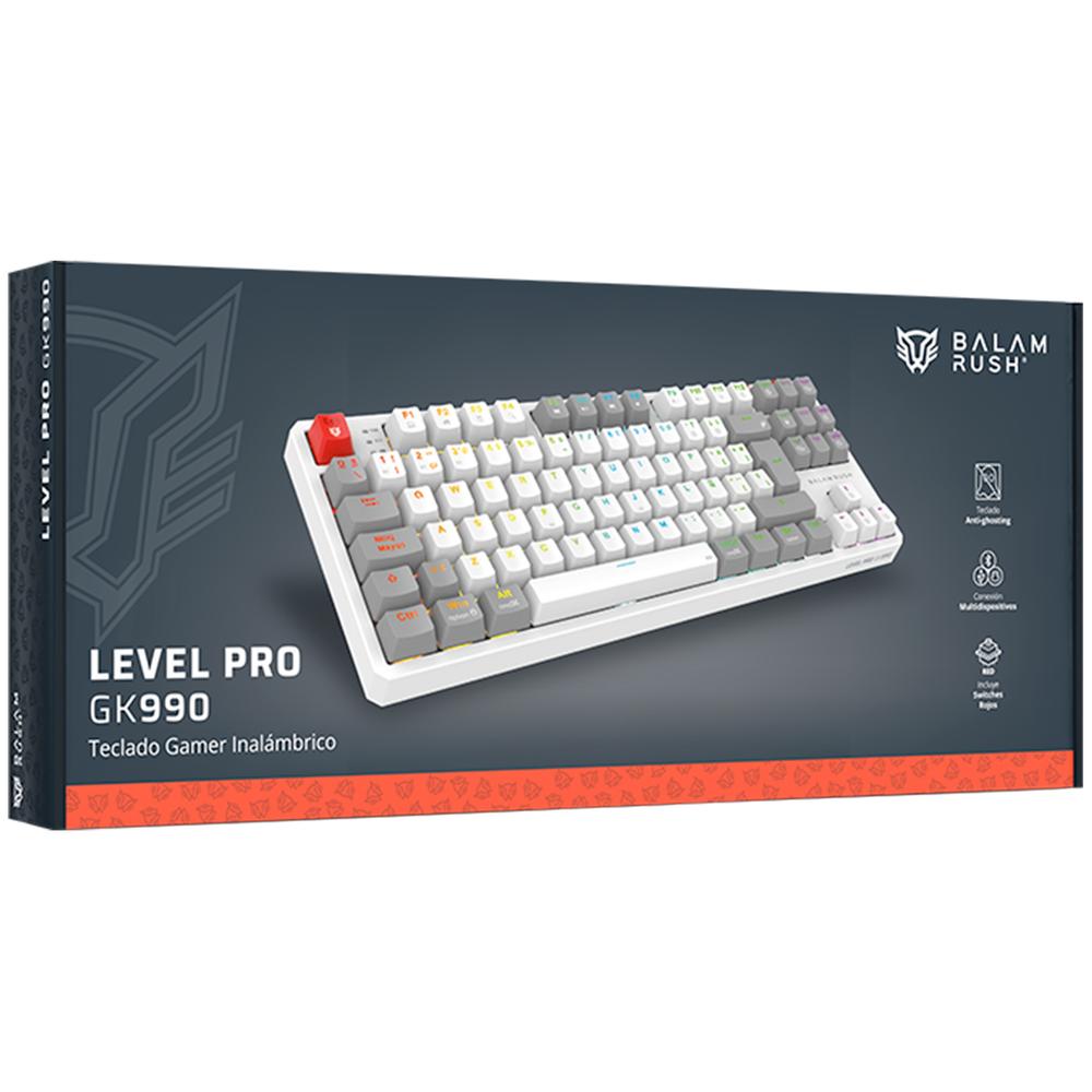 Foto 7 pulgar | Teclado Gamer Mecanico Balam Rush Level Pro Gk990 Switch Red Inalambrico Usb 2.4 Ghz + Bt 5.0 Tamaño 80% Rgb Blanco/gri