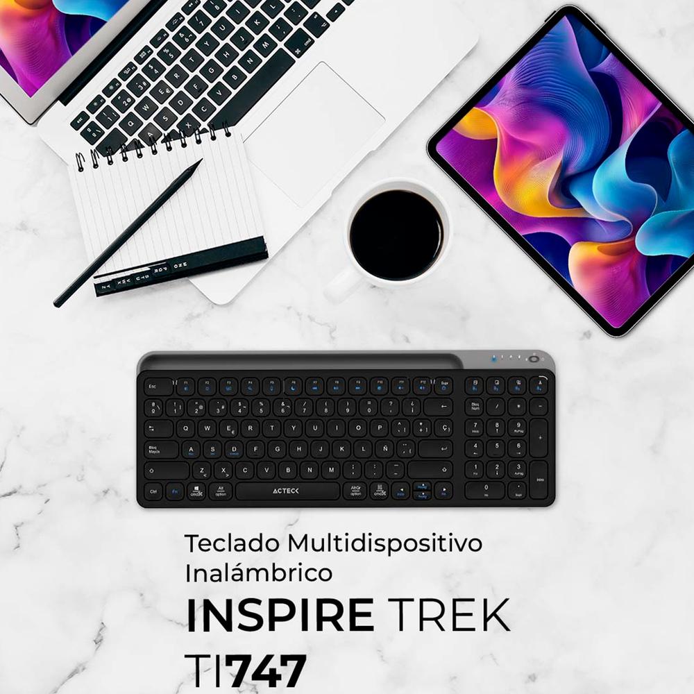 Foto 6 pulgar | Teclado Multidispositivo Acteck Inspire Trek Ti747 Inalambrico Usb 2.4 Mhz + Bt 5.1 Tamaño 98% Negro/gris