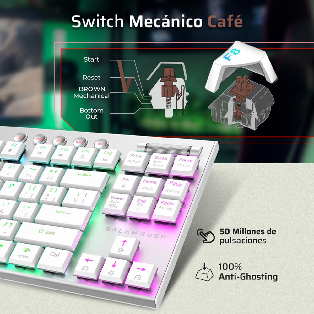 Foto 3 pulgar | Teclado Gamer Mecanico Balam Rush Dominate Expert Gk959 Switch Brown Inalambrico Usb 2.4 Ghz + Bt 5.0 Tamaño 80% Rgb
