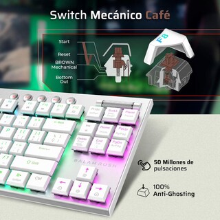 Foto 2 | Teclado Gamer Mecanico Balam Rush Dominate Expert Gk959 Switch Brown Inalambrico Usb 2.4 Ghz + Bt 5.0 Tamaño 80% Rgb