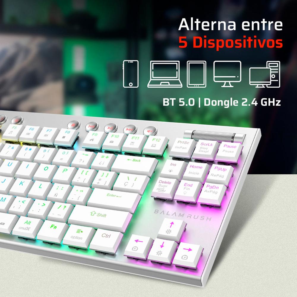 Foto 6 pulgar | Teclado Gamer Mecanico Balam Rush Dominate Expert Gk959 Switch Brown Inalambrico Usb 2.4 Ghz + Bt 5.0 Tamaño 80% Rgb