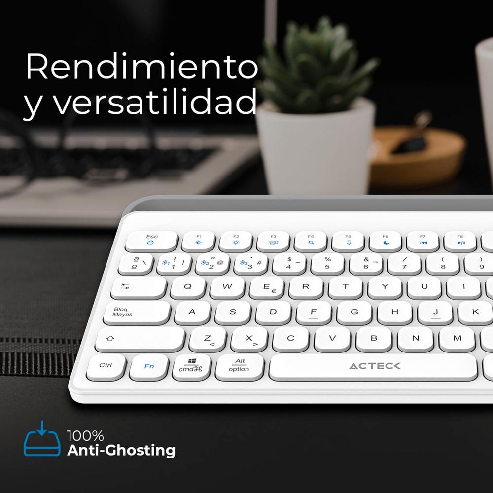 Foto 4 pulgar | Teclado Multidispositivo Acteck Inspire Trek Ti737 Inalambrico Usb 2.4 Mhz + Bt 5.1 Tamaño 65% Blanco/gris