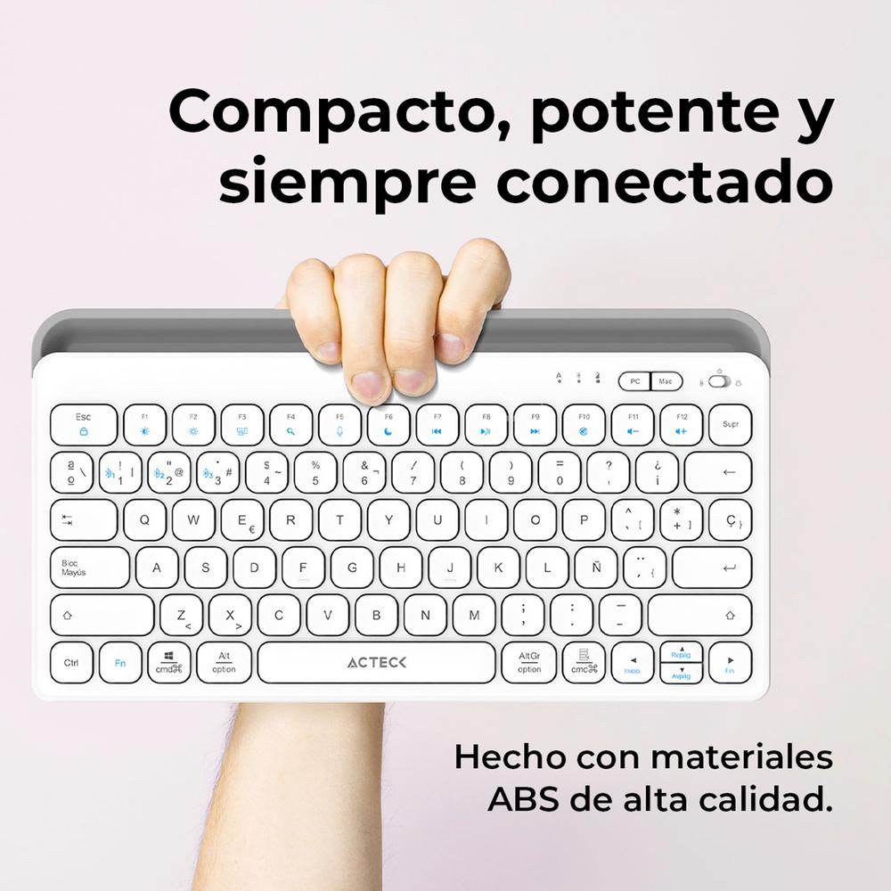 Foto 5 pulgar | Teclado Multidispositivo Acteck Inspire Trek Ti737 Inalambrico Usb 2.4 Mhz + Bt 5.1 Tamaño 65% Blanco/gris