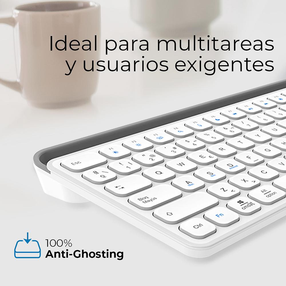 Foto 3 | Teclado Multidispositivo Acteck Inspire Trek Ti747 Inalambrico Usb 2.4 Mhz + Bt 5.1 Tamaño 98% Blanco/gris