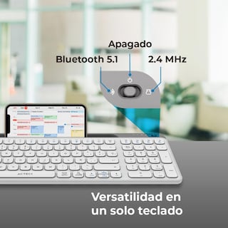 Foto 4 | Teclado Multidispositivo Acteck Inspire Trek Ti747 Inalambrico Usb 2.4 Mhz + Bt 5.1 Tamaño 98% Blanco/gris