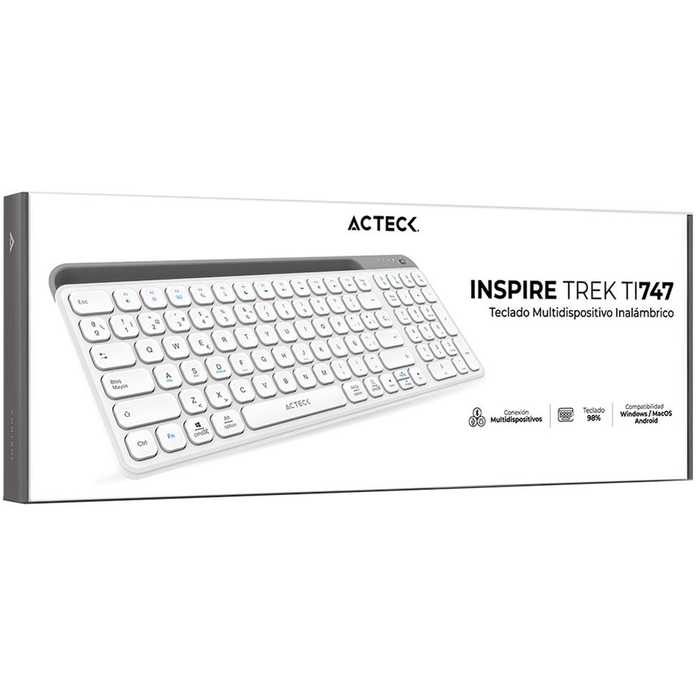 Foto 5 | Teclado Multidispositivo Acteck Inspire Trek Ti747 Inalambrico Usb 2.4 Mhz + Bt 5.1 Tamaño 98% Blanco/gris