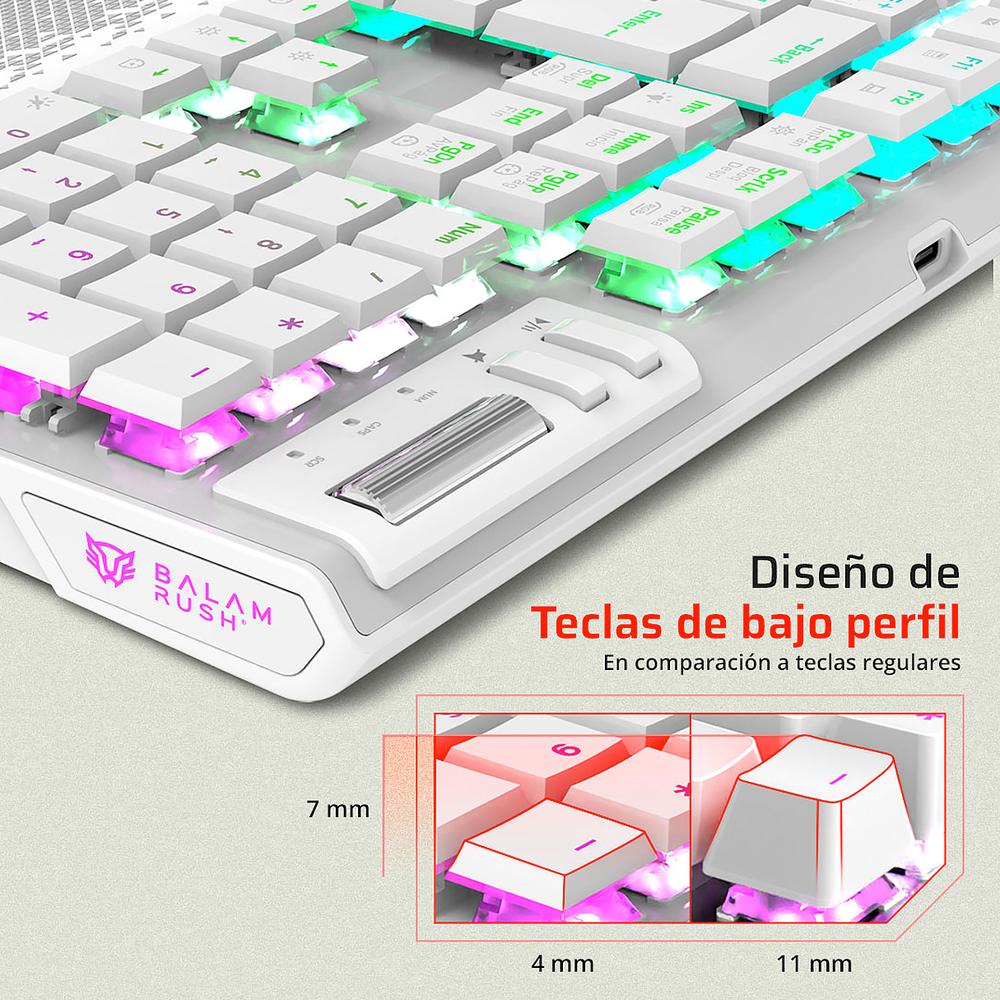 Foto 4 pulgar | Teclado Gamer Mecanico Balam Rush Dominate Expert Gk979i Switch Red Inalambrico Usb 2.4 Ghz + Bt 5.0 Rgb Blanco