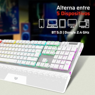 Foto 4 | Teclado Gamer Mecanico Balam Rush Dominate Expert Gk979i Switch Red Inalambrico Usb 2.4 Ghz + Bt 5.0 Rgb Blanco