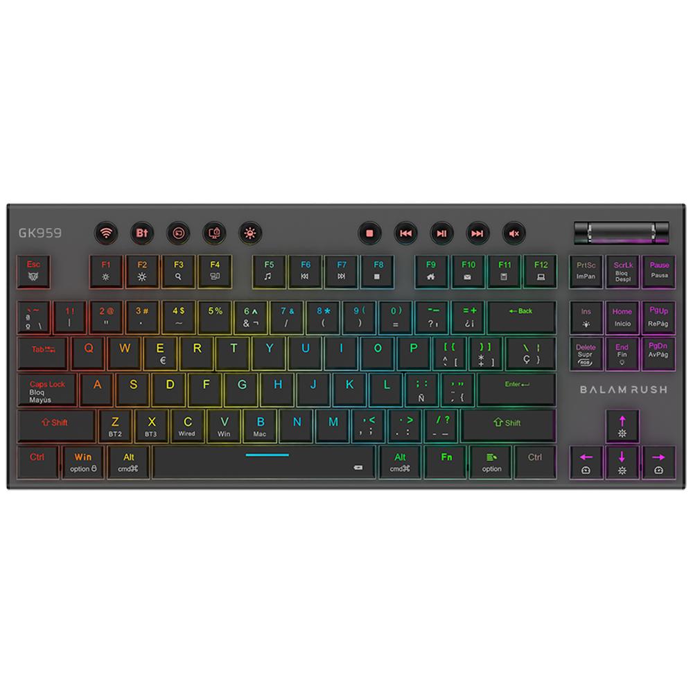 Foto 2 pulgar | Teclado Gamer Mecanico Balam Rush Dominate Expert Gk959 Switch Brown Inalambrico Usb 2.4 Ghz + Bt 5.0 Tamaño 80% Rgb