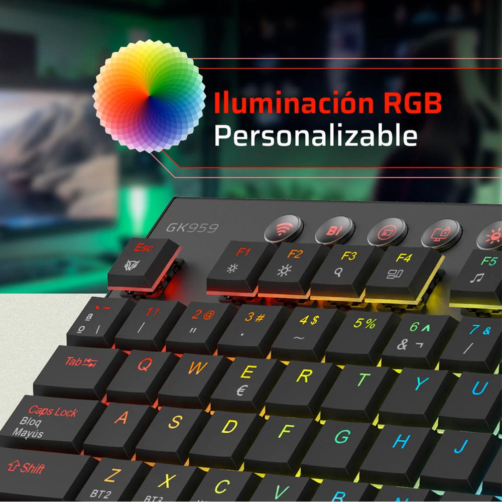 Foto 4 pulgar | Teclado Gamer Mecanico Balam Rush Dominate Expert Gk959 Switch Brown Inalambrico Usb 2.4 Ghz + Bt 5.0 Tamaño 80% Rgb