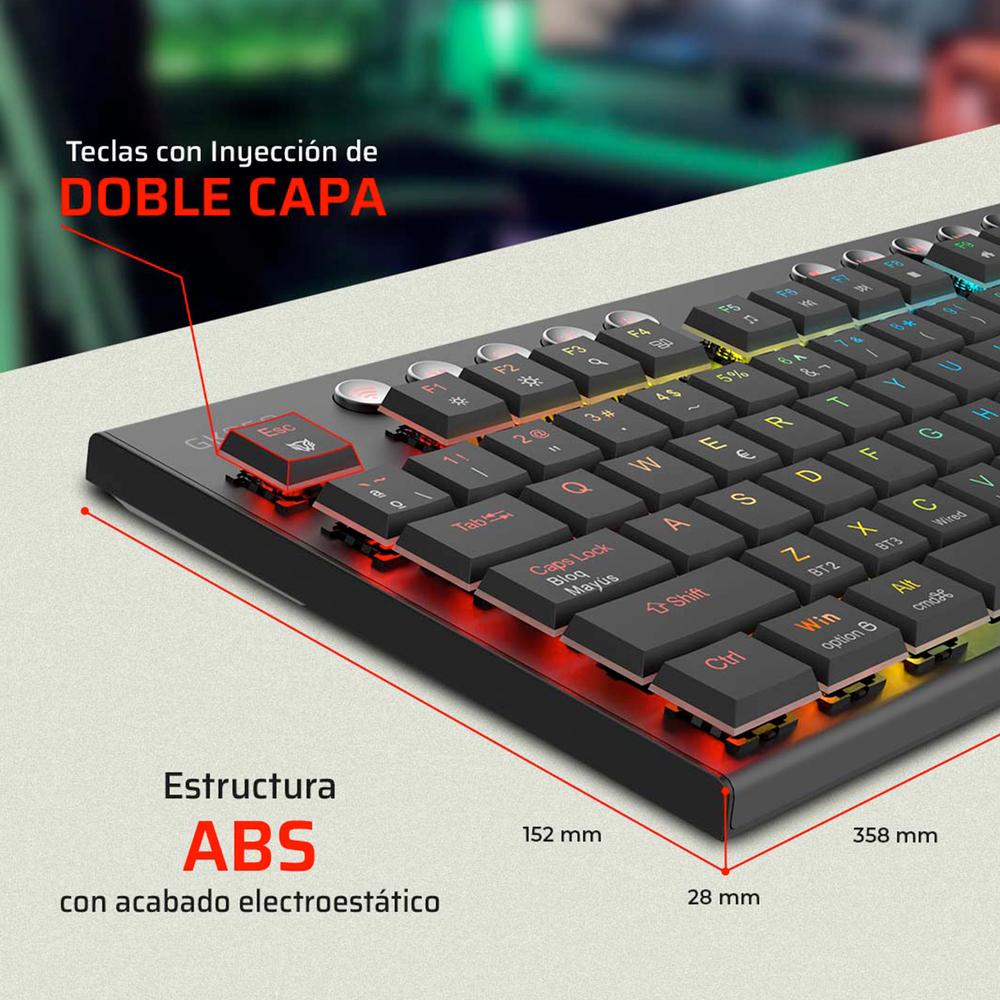 Foto 5 pulgar | Teclado Gamer Mecanico Balam Rush Dominate Expert Gk959 Switch Brown Inalambrico Usb 2.4 Ghz + Bt 5.0 Tamaño 80% Rgb