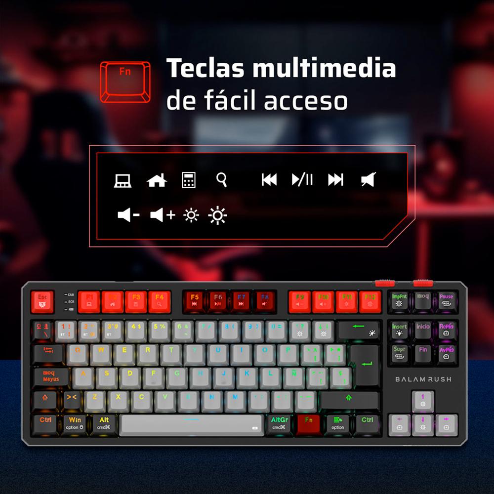 Foto 3 pulgar | Teclado Gamer Mecanico Balam Rush Level Pro Gk990 Switch Red Inalambrico Usb 2.4 Ghz + Bt 5.0 Tamaño 80% Rgb Gris/negro