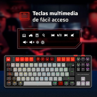 Foto 2 | Teclado Gamer Mecanico Balam Rush Level Pro Gk990 Switch Red Inalambrico Usb 2.4 Ghz + Bt 5.0 Tamaño 80% Rgb Gris/negro