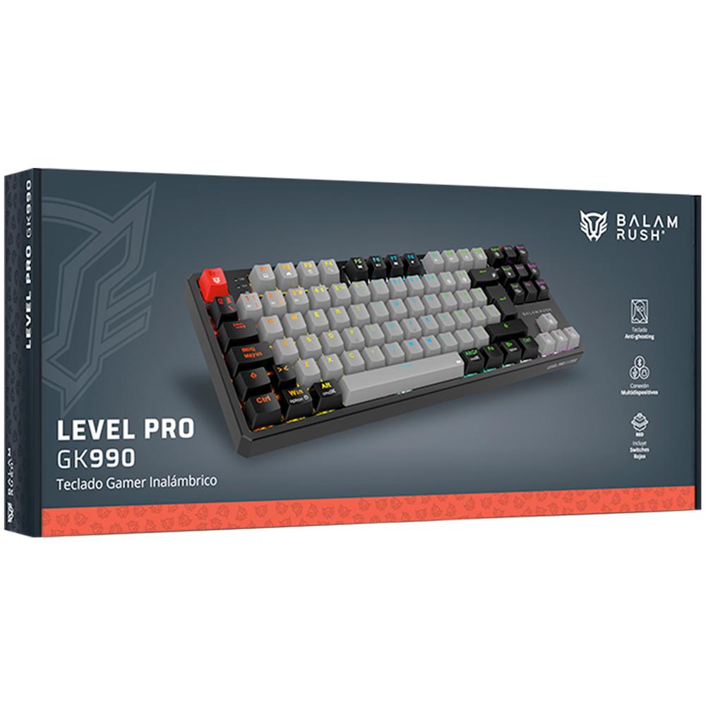 Foto 5 | Teclado Gamer Mecanico Balam Rush Level Pro Gk990 Switch Red Inalambrico Usb 2.4 Ghz + Bt 5.0 Tamaño 80% Rgb Gris/negro