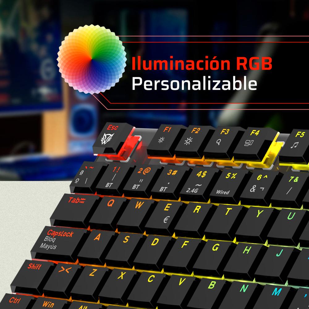 Foto 6 pulgar | Teclado Gamer Mecanico Balam Rush Dominate Expert Gk979i Switch Red Inalambrico Usb 2.4 Ghz + Bt 5.0 Rgb Negro Br-940382