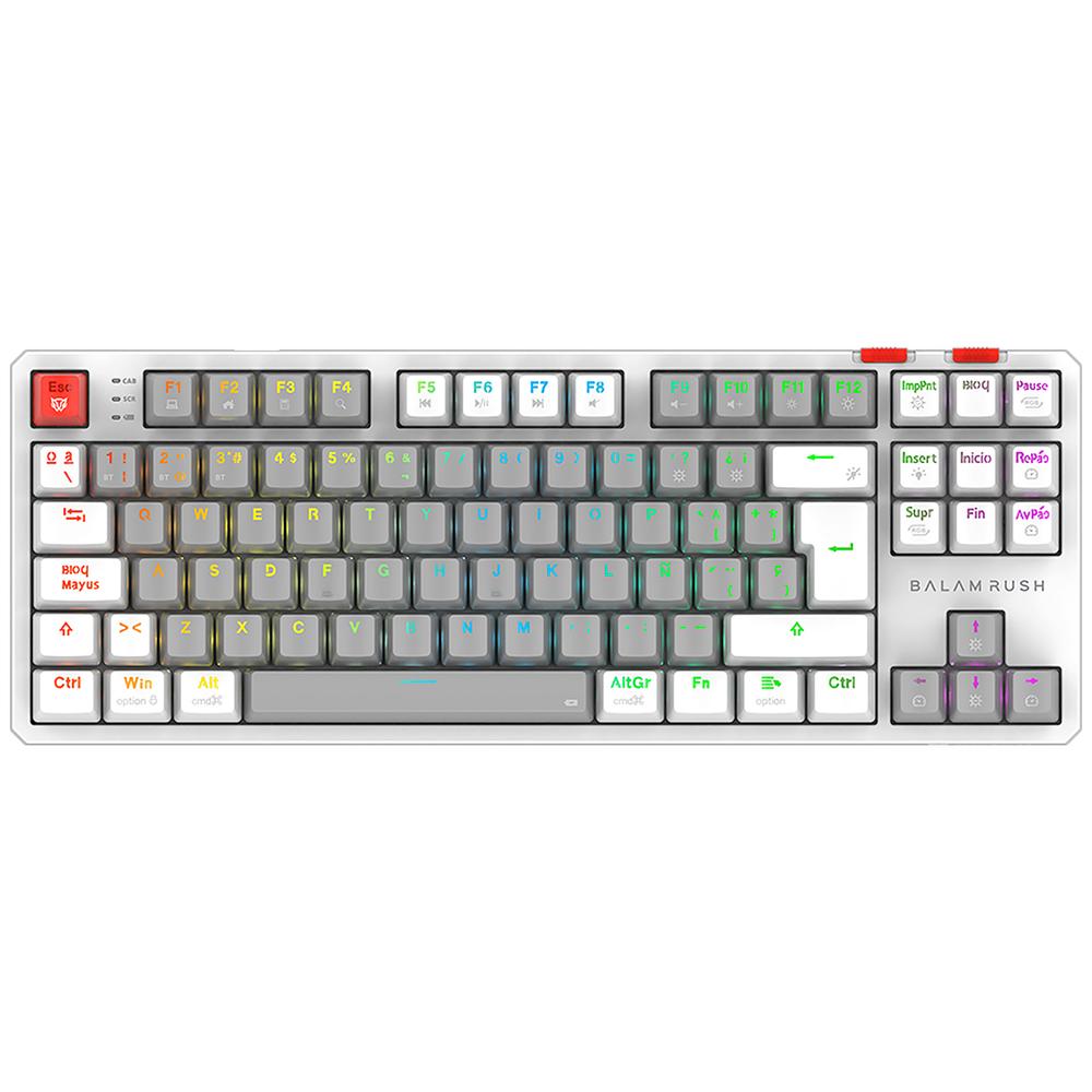 Foto 2 pulgar | Teclado Gamer Mecanico Balam Rush Level Pro Gk990 Switch Red Inalambrico Usb 2.4 Ghz + Bt 5.0 Tamaño 80% Rgb Gris/blanc