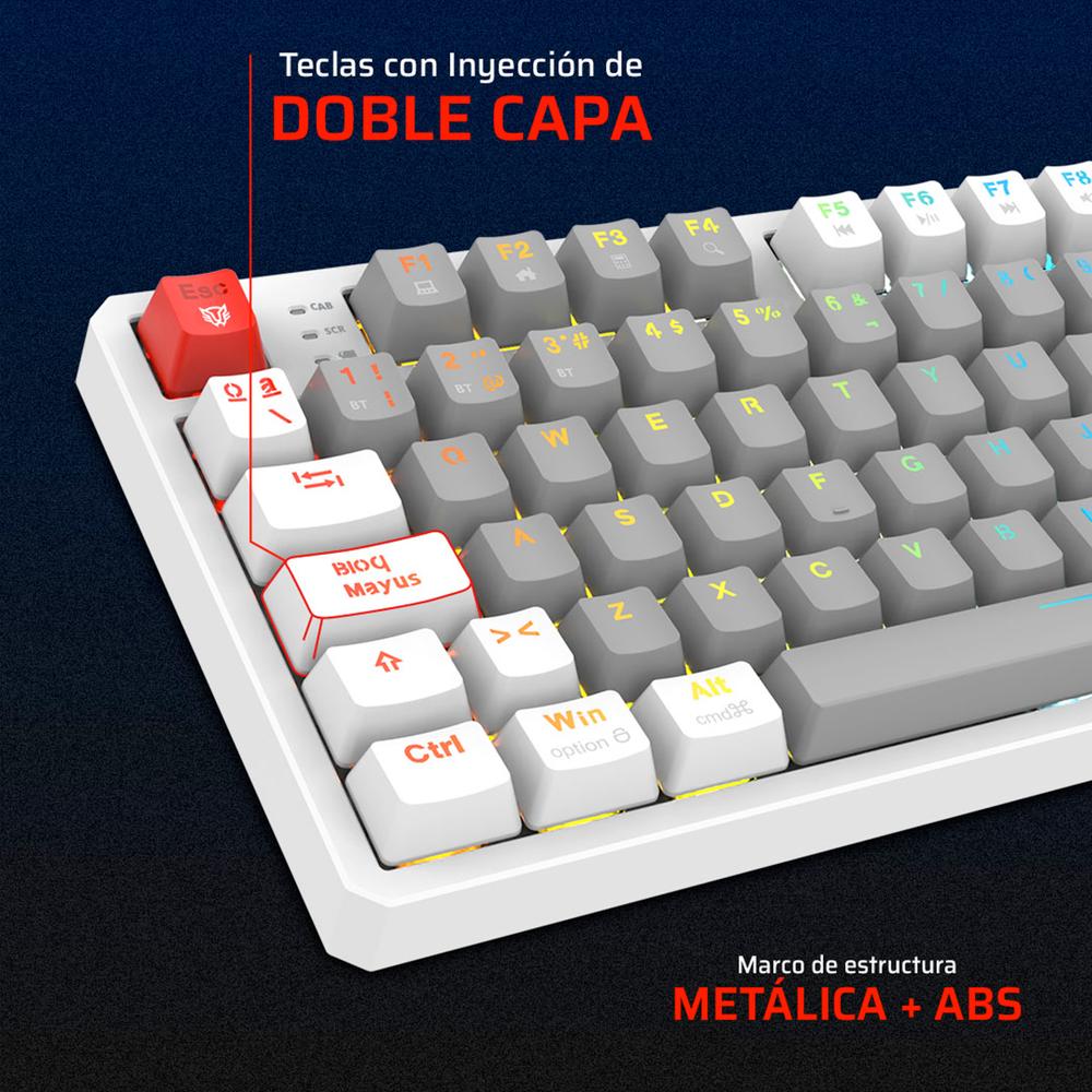 Foto 3 pulgar | Teclado Gamer Mecanico Balam Rush Level Pro Gk990 Switch Red Inalambrico Usb 2.4 Ghz + Bt 5.0 Tamaño 80% Rgb Gris/blanc