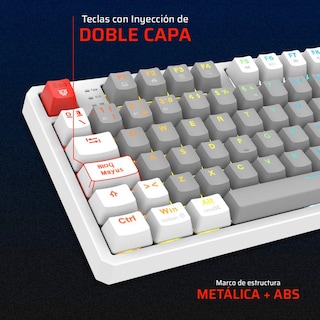 Foto 2 | Teclado Gamer Mecanico Balam Rush Level Pro Gk990 Switch Red Inalambrico Usb 2.4 Ghz + Bt 5.0 Tamaño 80% Rgb Gris/blanc