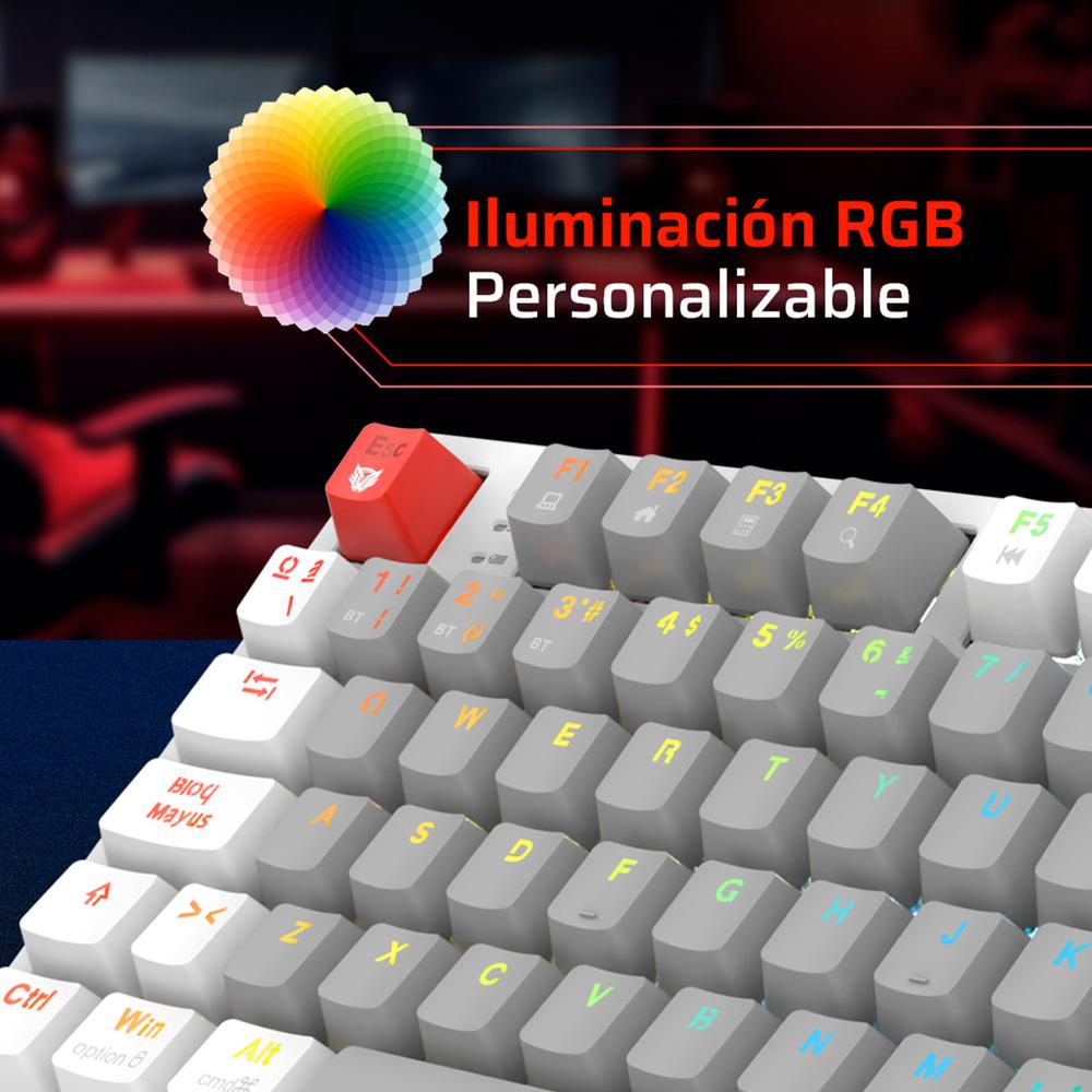 Foto 4 pulgar | Teclado Gamer Mecanico Balam Rush Level Pro Gk990 Switch Red Inalambrico Usb 2.4 Ghz + Bt 5.0 Tamaño 80% Rgb Gris/blanc