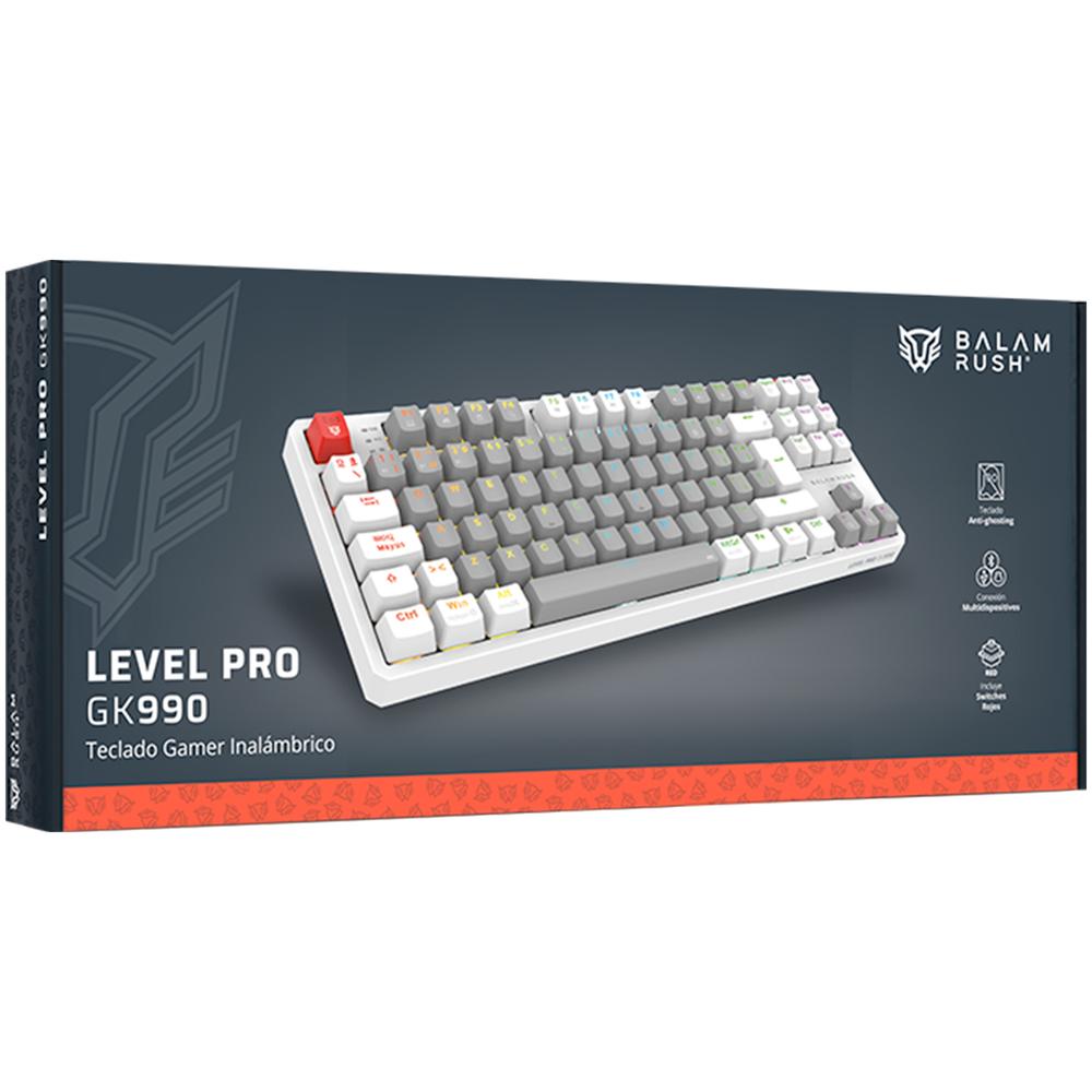 Foto 7 pulgar | Teclado Gamer Mecanico Balam Rush Level Pro Gk990 Switch Red Inalambrico Usb 2.4 Ghz + Bt 5.0 Tamaño 80% Rgb Gris/blanc