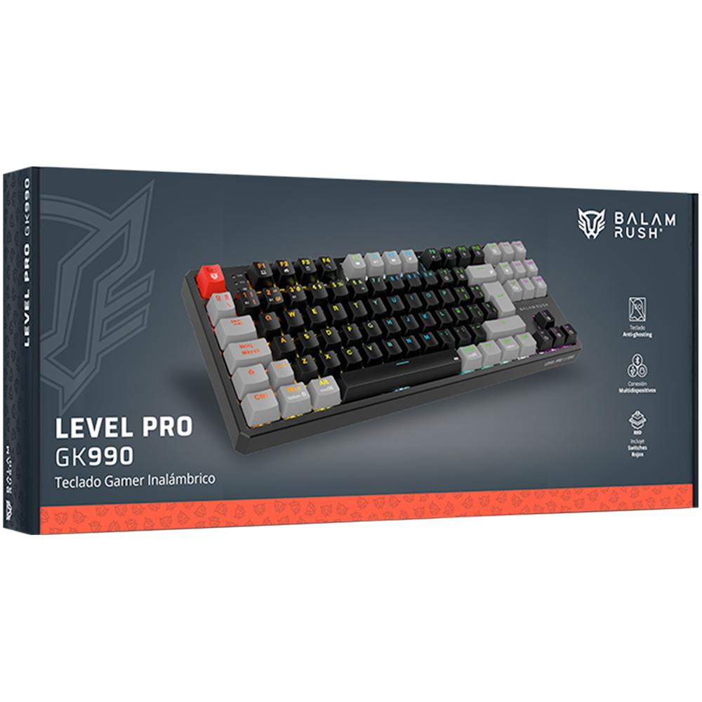 Foto 6 pulgar | Teclado Gamer Mecanico Balam Rush Level Pro Gk990 Switch Red Inalambrico Usb 2.4 Ghz + Bt 5.0 Tamaño 80% Rgb Negro/gris