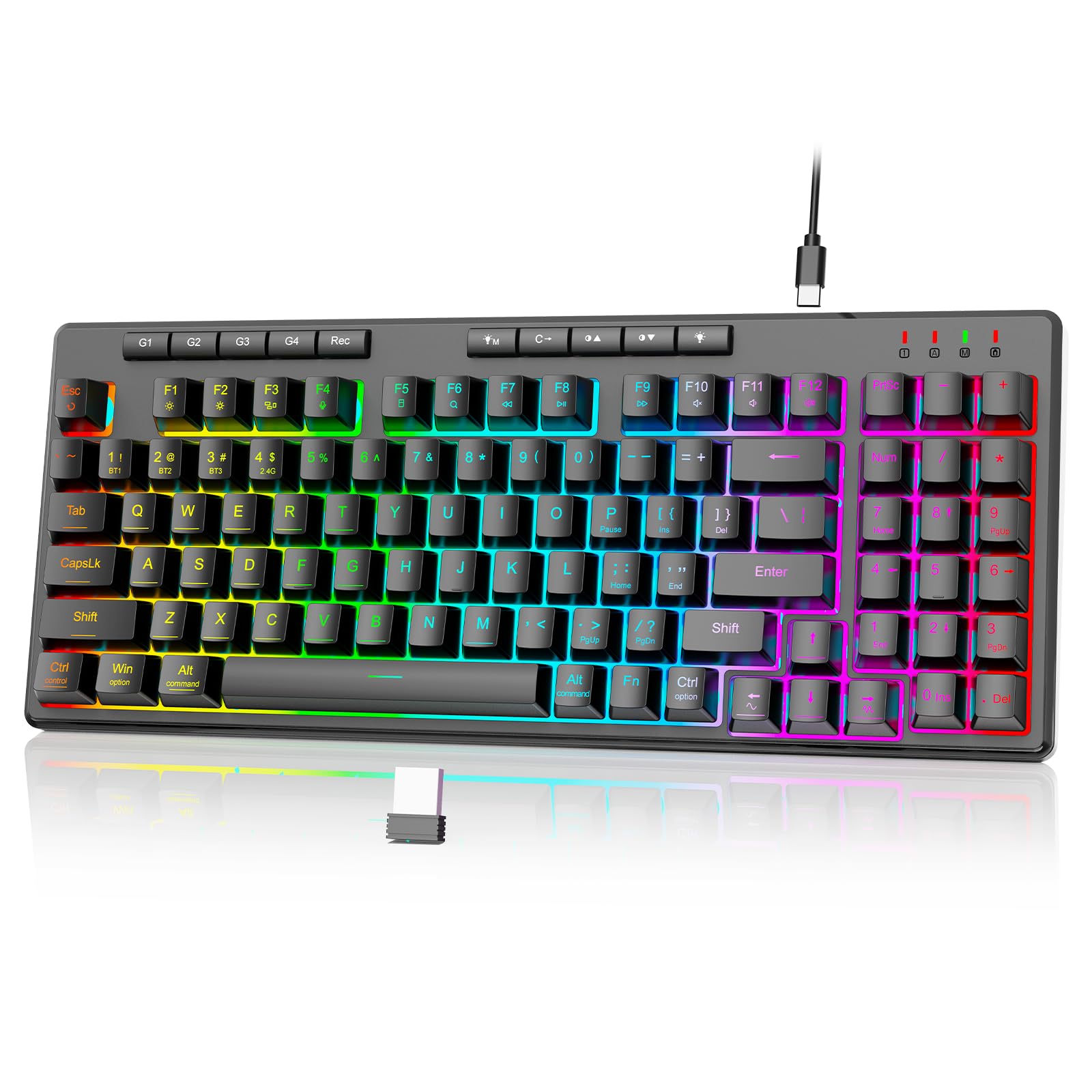 Teclado Inalámbrico Para Juegos Redragon K517 Pro Con Retroiluminación Rgb - Venta Internacional.