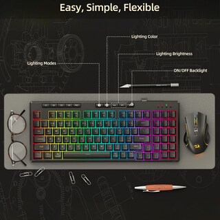 Foto 4 | Teclado Inalámbrico Para Juegos Redragon K517 Pro Con Retroiluminación Rgb - Venta Internacional.