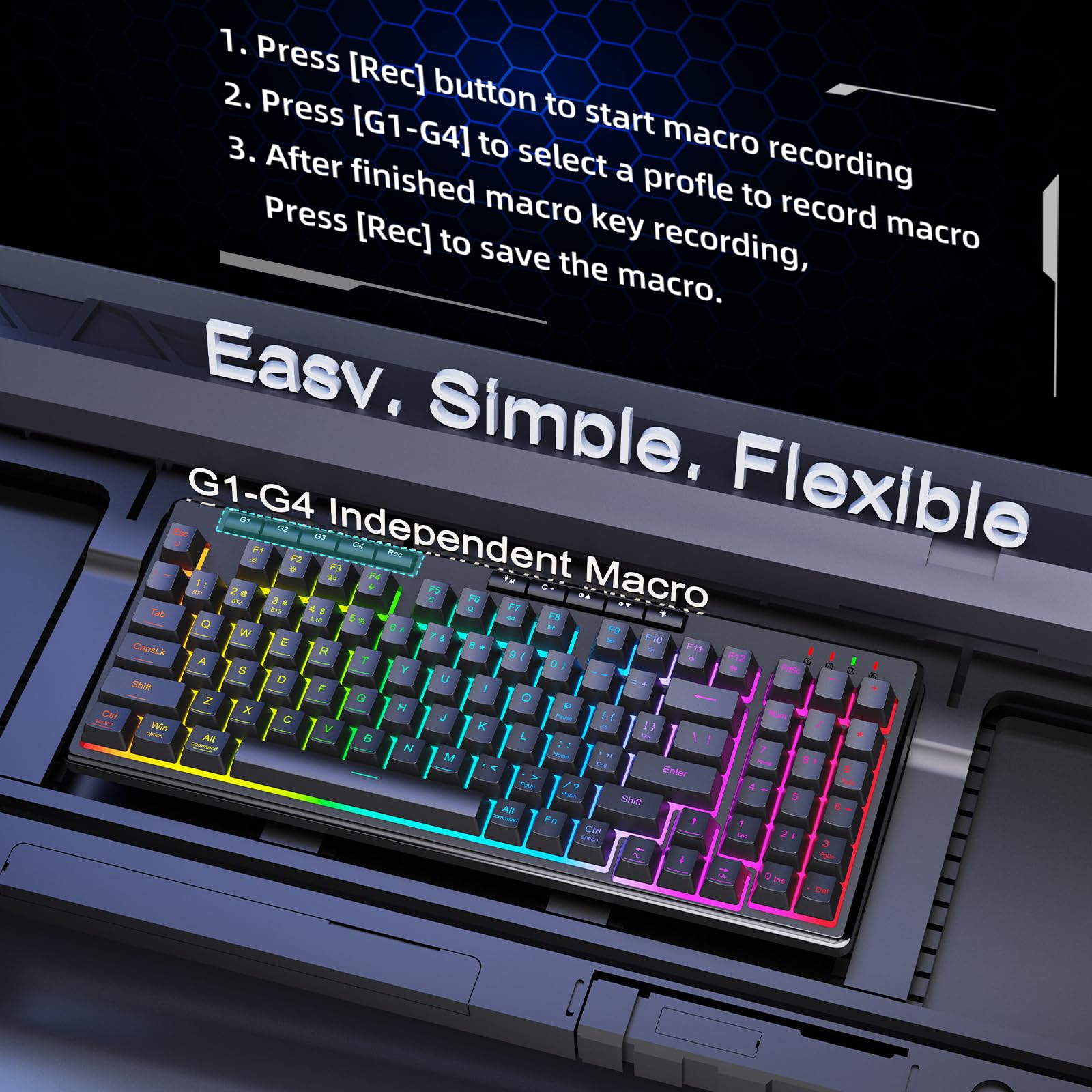 Foto 6 pulgar | Teclado Inalámbrico Para Juegos Redragon K517 Pro Con Retroiluminación Rgb - Venta Internacional.