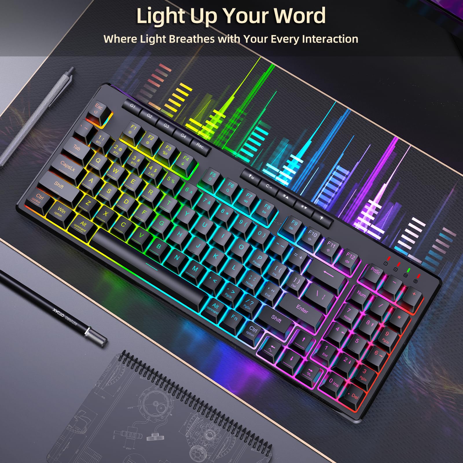 Foto 7 pulgar | Teclado Inalámbrico Para Juegos Redragon K517 Pro Con Retroiluminación Rgb - Venta Internacional.