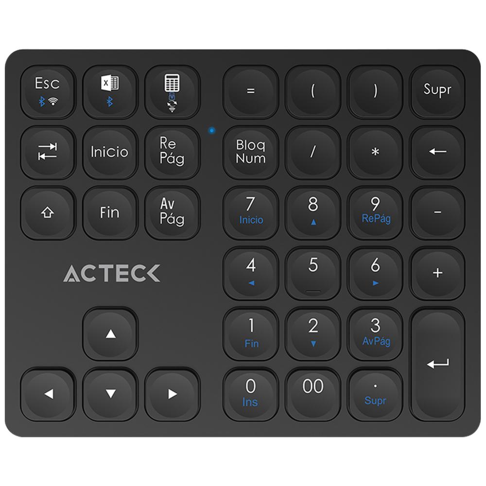 Teclado Numerico Acteck Inspire Pad Pro Tn480 Inalambrico Usb 2.4 Ghz + Bt Multidispositivo Negro