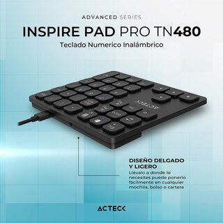 Foto 2 | Teclado Numerico Acteck Inspire Pad Pro Tn480 Inalambrico Usb 2.4 Ghz + Bt Multidispositivo Negro