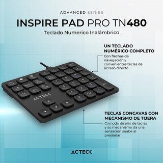 Foto 3 | Teclado Numerico Acteck Inspire Pad Pro Tn480 Inalambrico Usb 2.4 Ghz + Bt Multidispositivo Negro